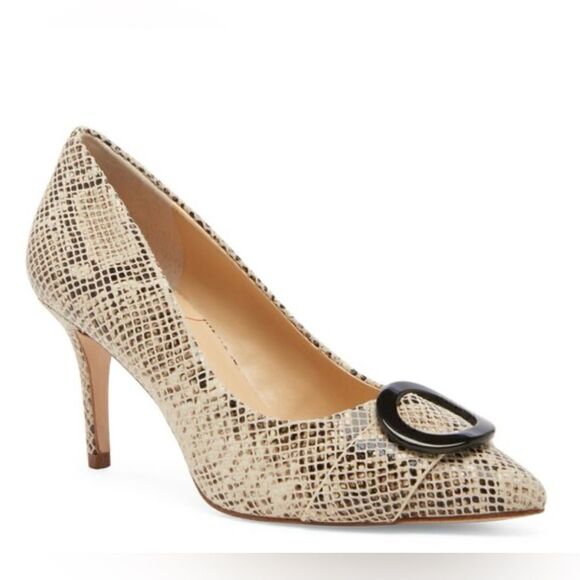 Sole Society Ronya Pump Leather Beige Brown Snake Print Pointed Toe Shoes Sz 9.5 - Picture 12 of 13